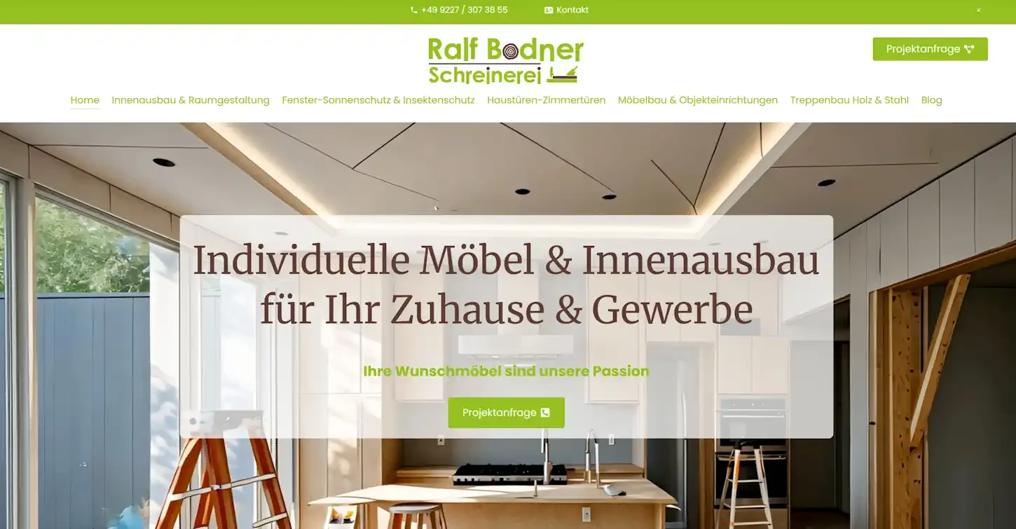 Neue Website der Schreinrei Ralf Bodner Hegnabrunn Neuenmarkt